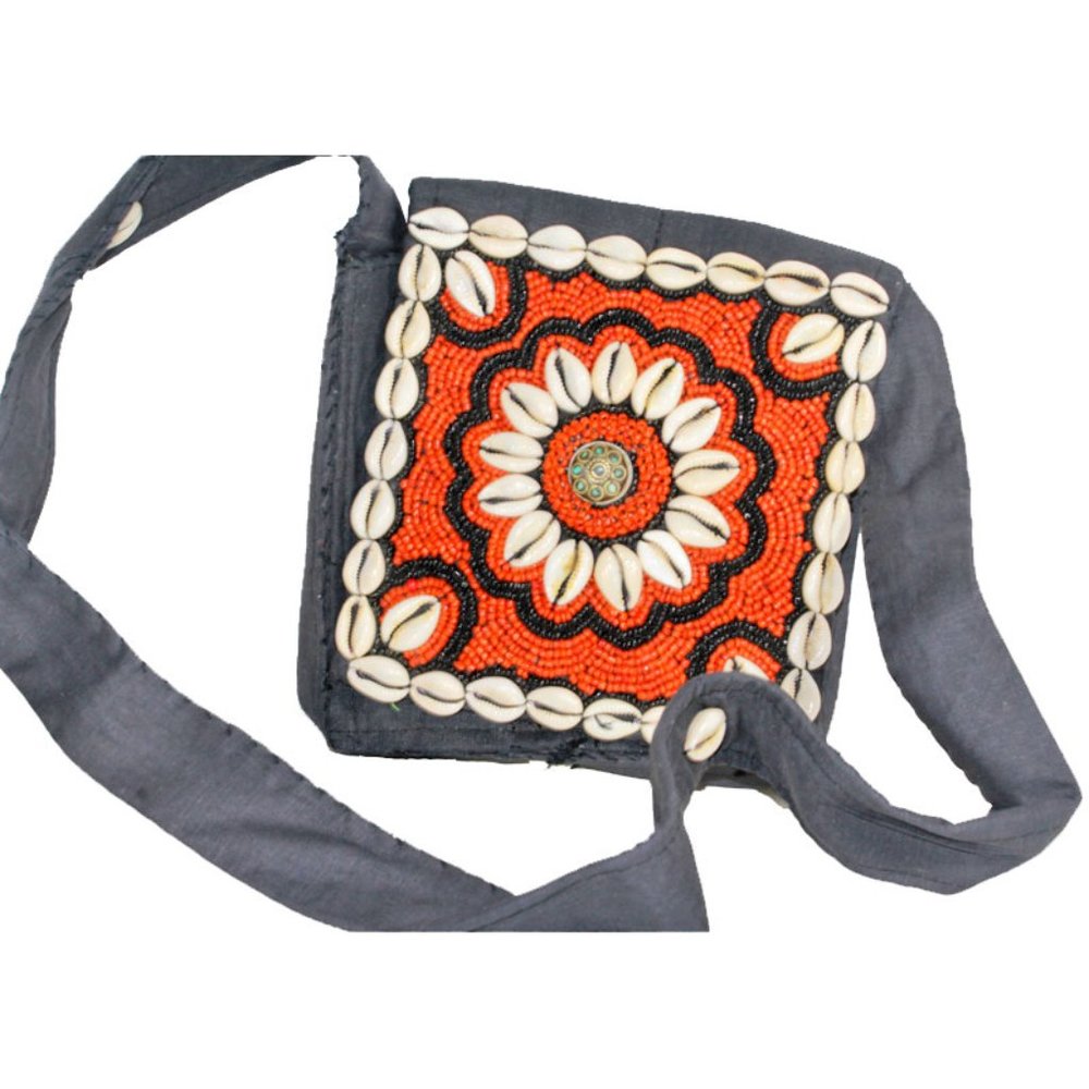 Marigold Vintage Cowrie Shell & Bead Crossbody Bag